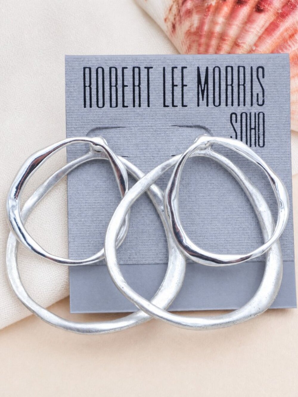 Robert Lee Morris SilverTextured Hoop Earrings